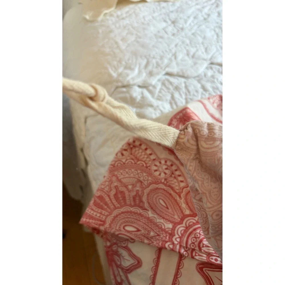 Pottery Barn Paisley Medallion Coral Twin Duvet Cover 100% Cotton Button Closure